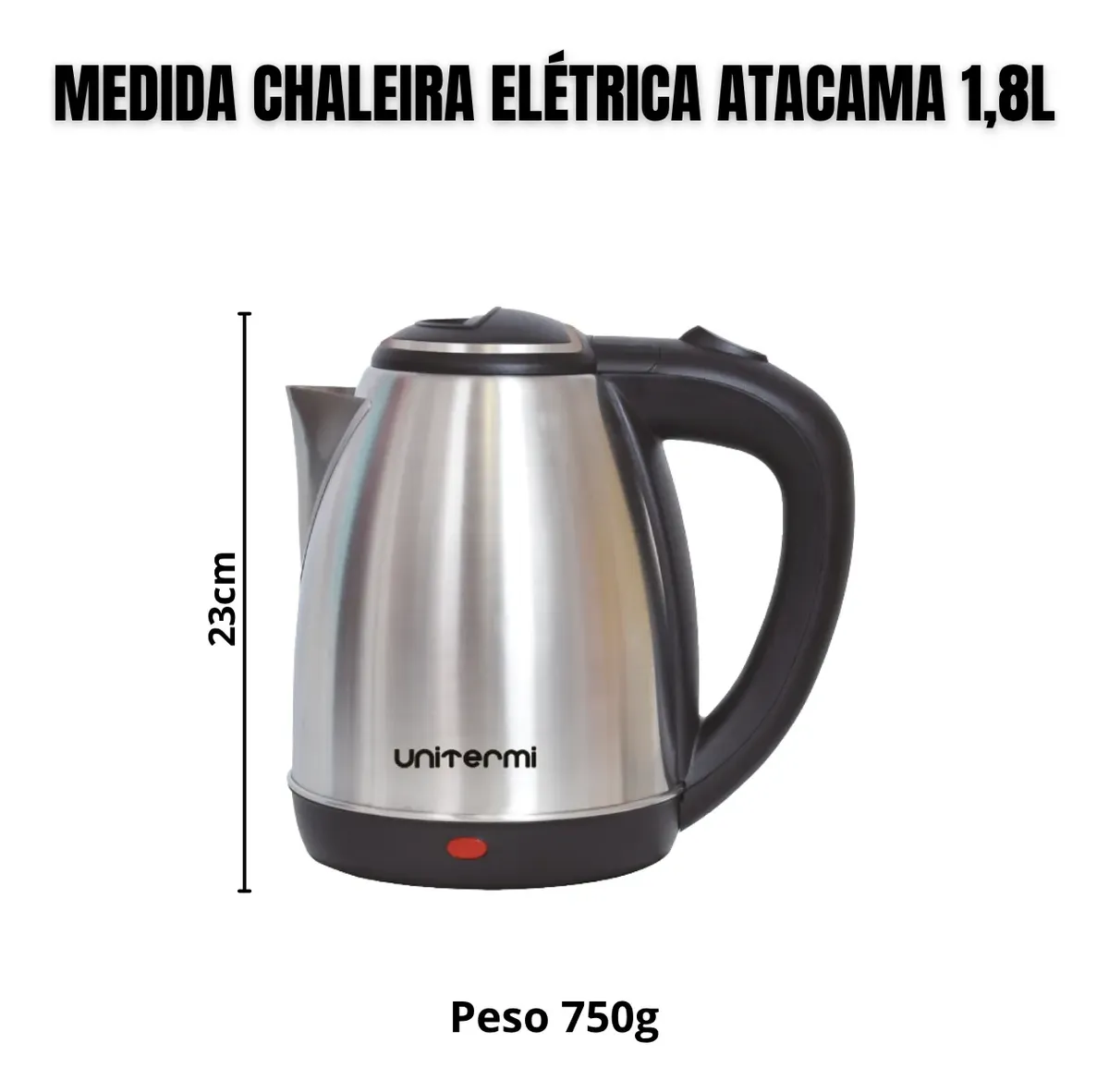 Chaleira Elétrica De Aço Inox 1,8 Litros Unitemi 110w - Imagem 3