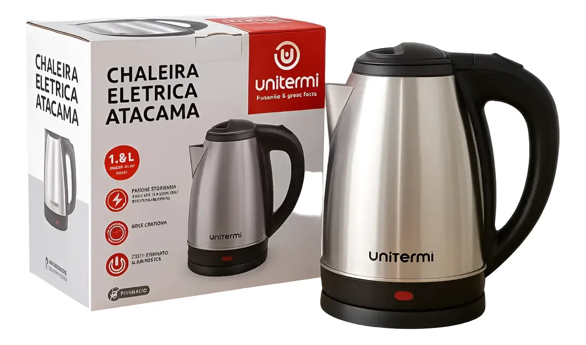 Chaleira Elétrica De Aço Inox 1,8 Litros Unitemi 110w - Imagem 2
